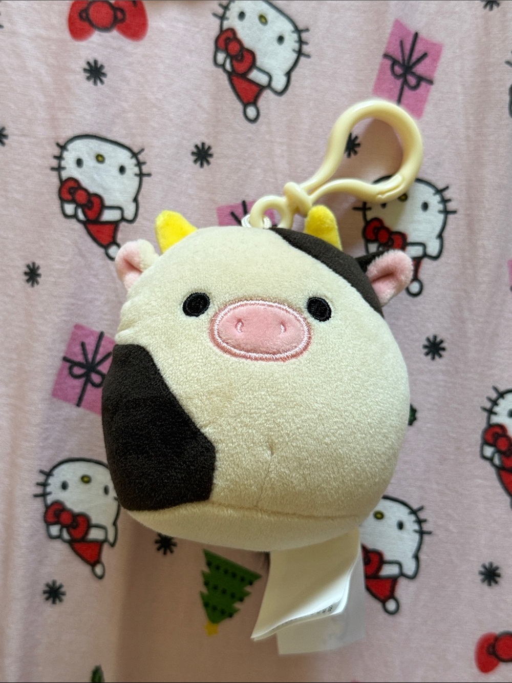 Squishmallow Plush Cow Clip-On Toy - Cream and Black